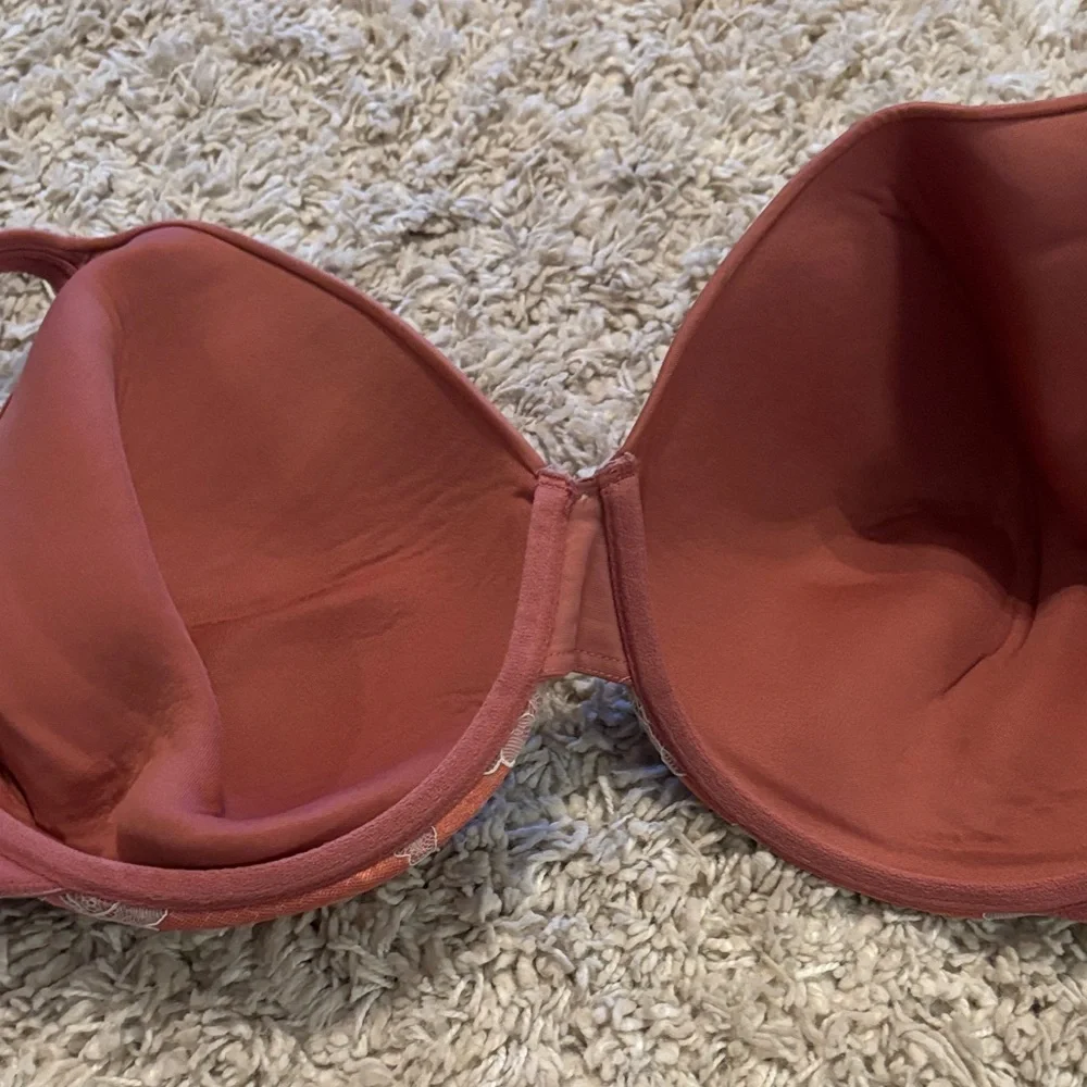 Cacique Satin Lace Bra in Rust and Cream